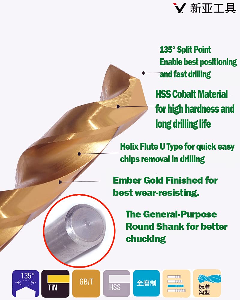 MAX-CRAFT Hss Cobalt Drill Bit Set 1/4 in. x 6 in. Aircraft Extension Extra Long Deep Hole Drilling-3Pcs - Image 2